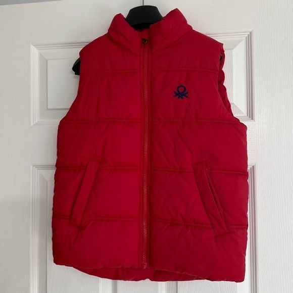 United Colours of Benetton Youth Large Unisex Red Puffer Vest - Picture 3 of 11